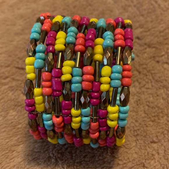 Francesca's Beaded Cuff Bracelet - Multicolor - Goes with everything! - Picture 1 of 5